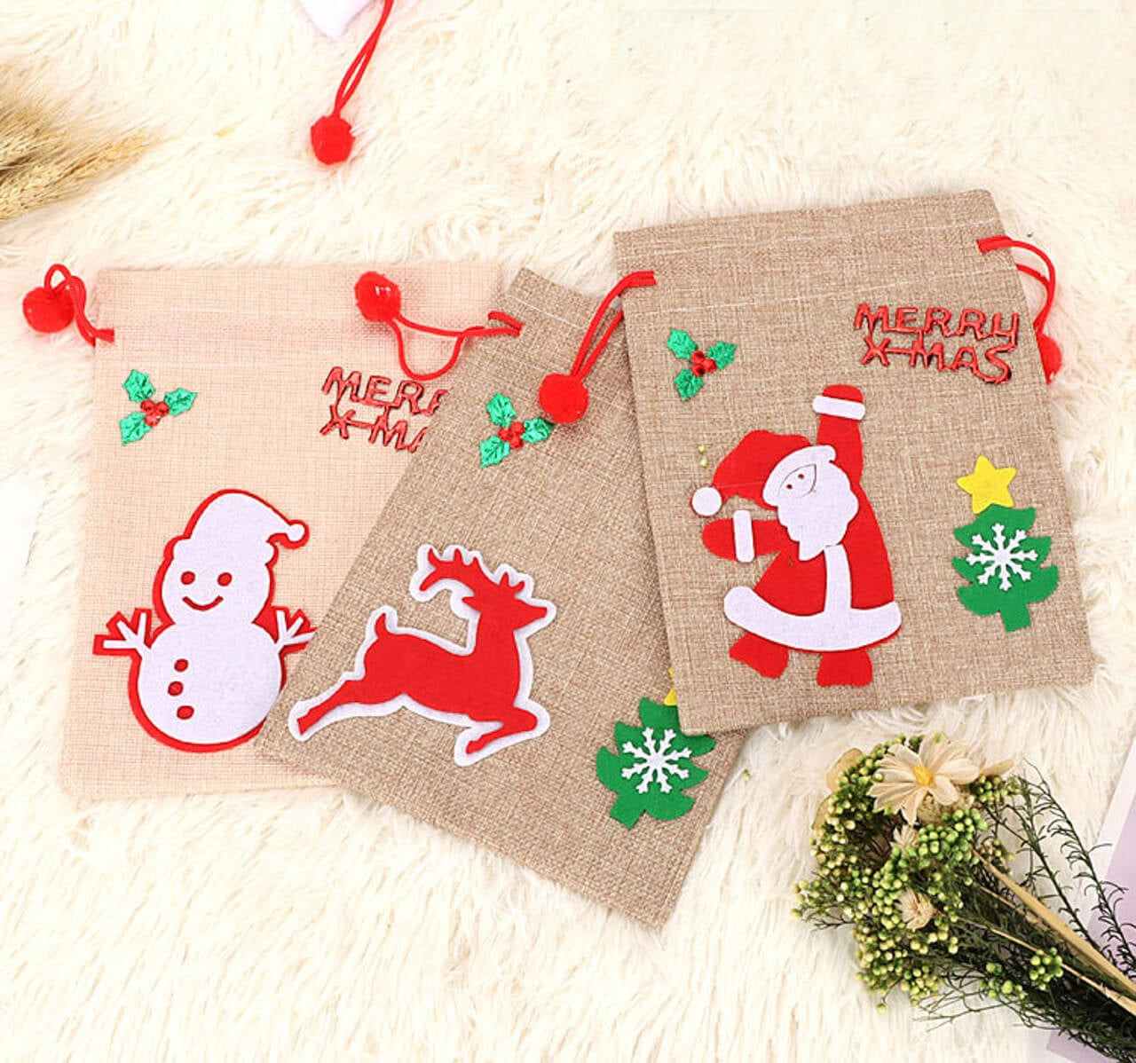 Bolsa En Tela Navidad