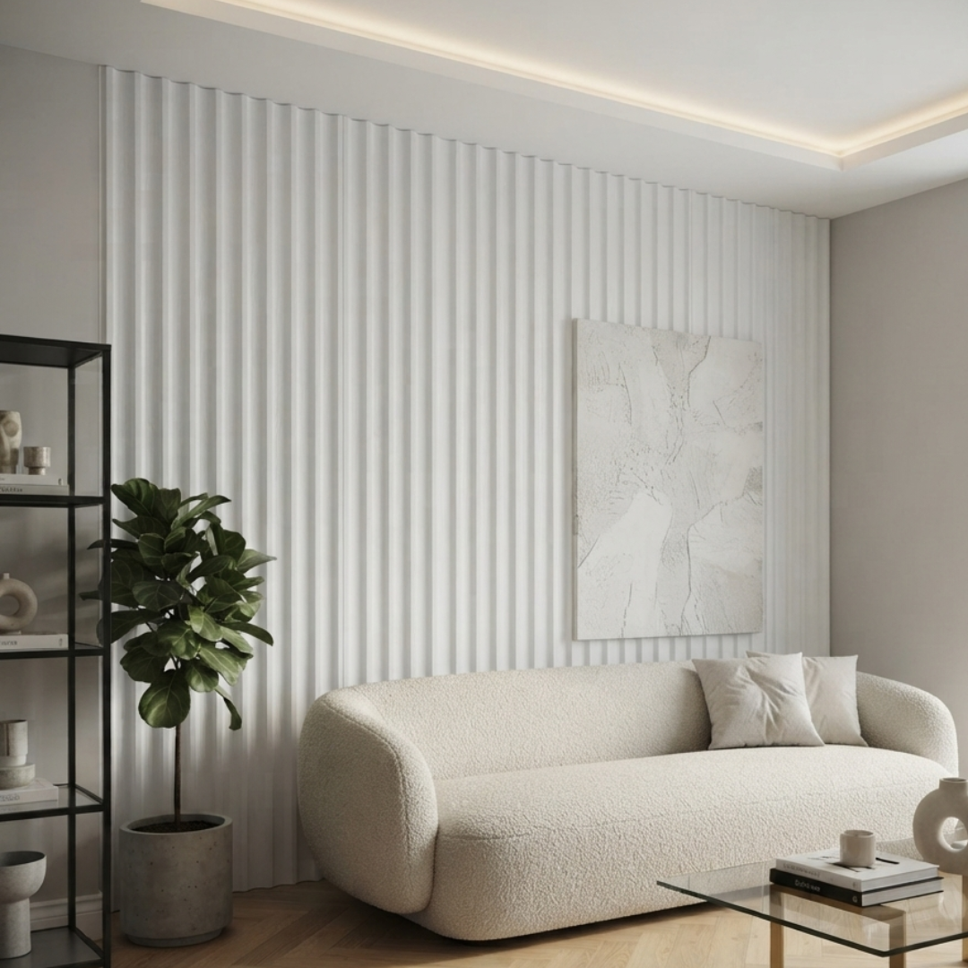 Panel Pared WPC Ondas Blanco